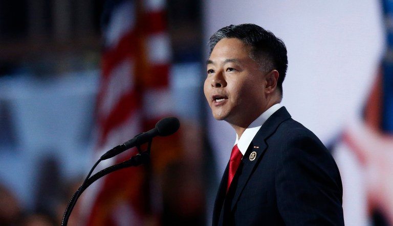 Rep. Ted Lieu on Thursday questioned the U.S. deal to sell F-15 fighter jets to Qatar days after President Trump accused the Persian Gulf country of supporting terrorism and supported a blockade against it. (Andrew Harrer/Bloomberg)