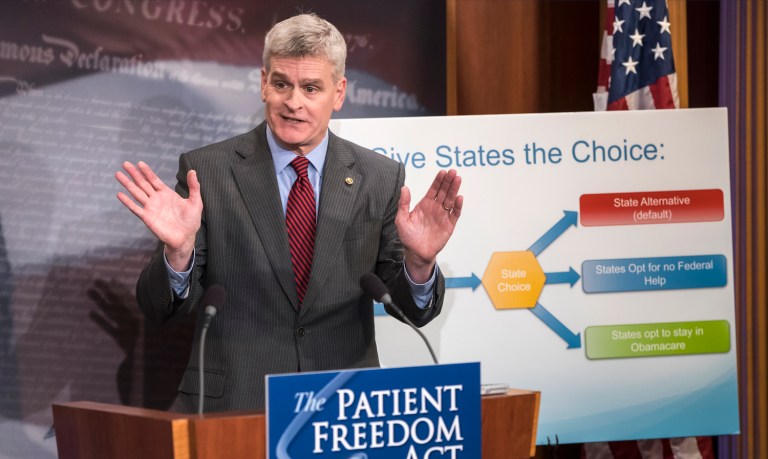 Cassidy is pushing his bill that he co-wrote with Maine Sen. Susan Collins, a fellow Republican, in the upper chamber. (AP Photo/J. Scott Applewhite)