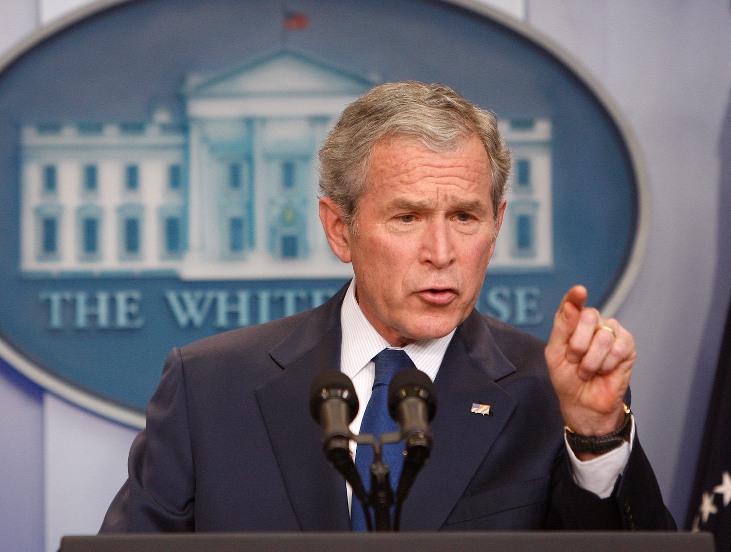 President Bush never put on kid gloves with the media