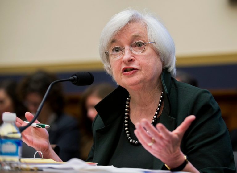 Federal Reserve Chairwoman Janet Yellen testifies on Capitol Hill. TheÂ Fed will announce in a statement at 2 p.m. ETÂ whether it's raising its target for the federal funds rate.Â (AP Photo/Manuel Balce Ceneta, File)
