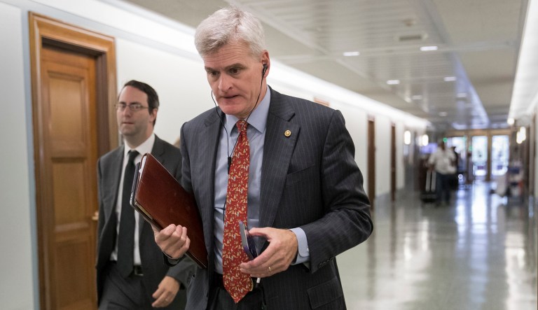 An Obamacare repeal package sponsored by Sens. Bill Cassidy, R-La., (pictured) and Lindsey Graham, R-S.C., appeared to be gaining traction. That effort was derailed Friday when Sen. John McCain, R-Ariz., announced his opposition to Graham-Cassidy. (AP Photo/J. Scott Applewhite)