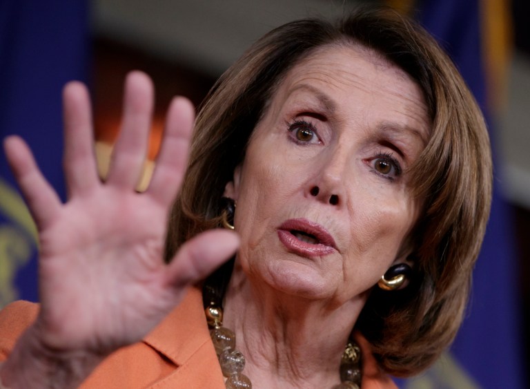 The House minority leader accused the press of acting as an accomplice in Russia's reported undermining of the 2016 presidential election. (AP Photo/J. Scott Applewhite)