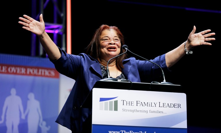 Alveda King spoke positively of Trump during the presidential race and is a Republican and pro-life activist. (AP Photo/Charlie Neibergall, File)