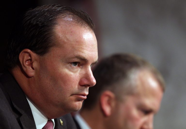 Sen. Mike Lee, R-Utah, listens during a Senate Armed Services Committee on July 21, 2015 on Capitol Hill in Washington. (AP Photo/Lauren Victoria Burke)