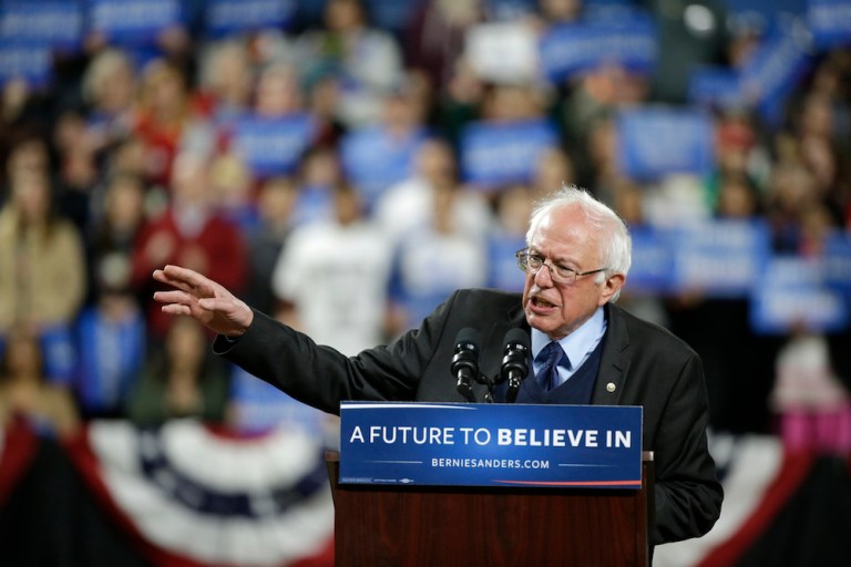 Sanders won the Alaska caucus on Saturday, adding to his slowly growing delegate count. (AP Photo/Elaine Thompson)