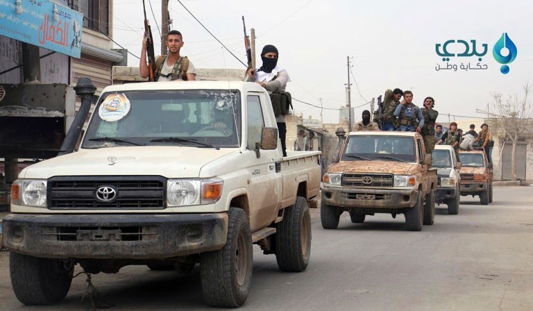 An American service member was killed due to wounds from an improvised explosive in northern Syria. (Baladi News Network via AP)