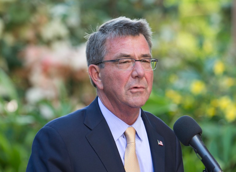 Defense Secretary Ash Carter sent a letter to Congress warning of the dangers of failing to pass a budget and instead relying on a continuing resolution to fund the military for the next six months. (AP Photo/Marco Garcia)