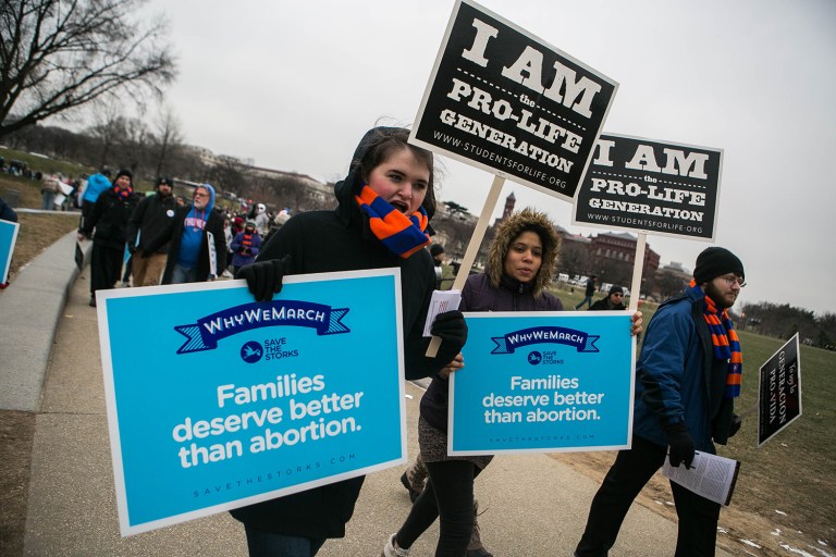 Pro-life supports gather on the National Mall, in Washington, for the annual March for Life. (Graeme Jennings/Washington Examiner)