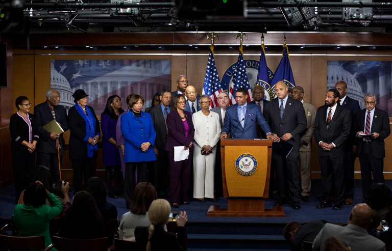 President Trump has invited all 49 members of the Congressional Black Caucus to meet with him at the White House next week. (AP Photo/Zach Gibson)