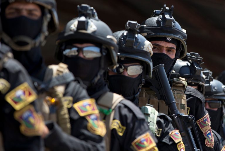 The Iraqi Counter Terrorism Service forces participate in a training exercise. (AP)