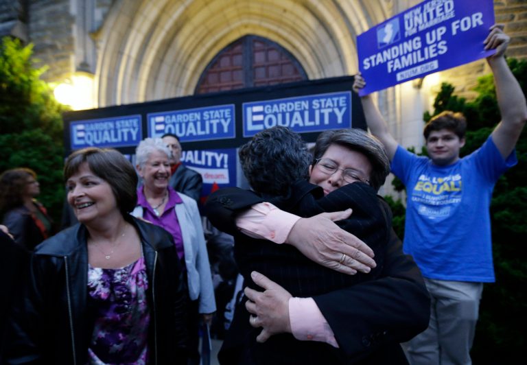 Same-sex marriages will begin within days in New Jersey after the state's highest court ruled unanimously Friday to uphold a lower-court order that gay weddings must start Monday and to deny a delay that was sought by Gov. Chris Christie's administration. (AP/Julio Cortez)