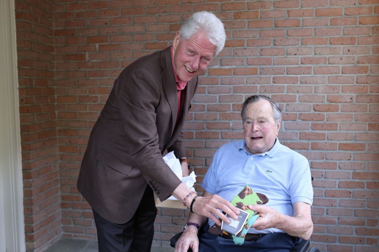 Former President Bill Clinton spent time on Sunday with his predecessor George H.W. Bush in Texas.
