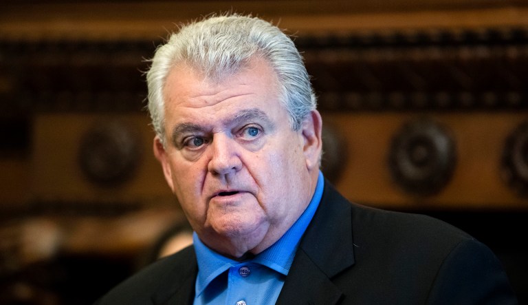 Rep. Bob Brady made the announcement Wednesday during a meeting with Philadelphia ward leaders at the Democratic City Committee's headquarters. (AP Photo/Matt Rourke)