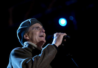 Singer James Taylor during the annual National Christmas Tree Lighting on the Ellipse last week.  (AP Photo/Carolyn Kaster)