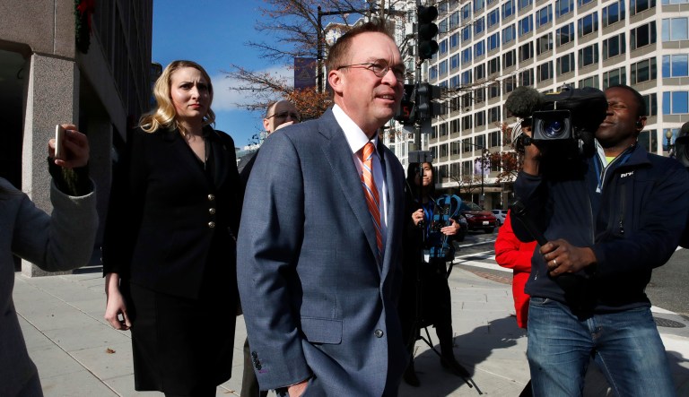 Trump appointed his budget director to lead CFPB in an acting capacity just hours after its outgoing director, Richard Cordray, named his deputy, Leandra English, as the agency's acting director. (AP Photo/Jacquelyn Martin)