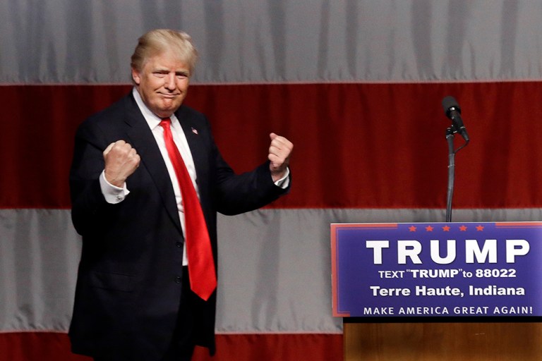 Trump is poised to win the majority of Indiana's delegates and narrow his opponents' path to a Cleveland upset. (AP Photo/Seth Perlman)