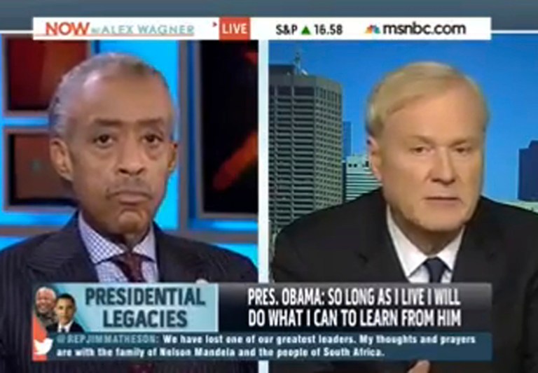 MSNBC's Chris Matthews, right, is comparing current GOP legislators to those who supported apartheid in South Africa. (Screen grab)