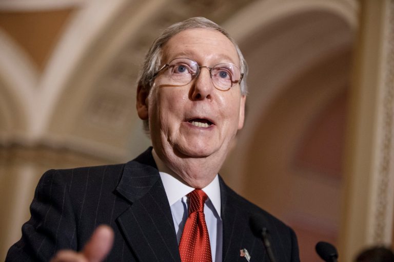 Senate Majority Leader Mitch McConnell voiced outrage Monday over a leading Kentucky newspaper equating his support for the coal industry to the South's support of slavery. (AP Photo)