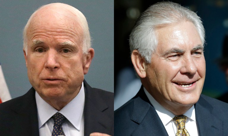 McCain said in an interview Tuesday that he will meet with Tillerson to discuss a 