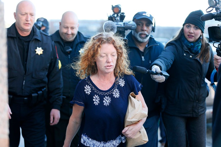 Tonya Couch, the mother of a Texas teen who used an "affluenza" defense in a drunken wreck, leaves Tarrant County Jail, Tuesday, Jan. 12, 2016, in Fort Worth, Texas. The teen's lawyer announced Monday afternoon that his client had chosen to drop his appeal of a decision that he should be deported.(AP Photo/Brandon Wade)