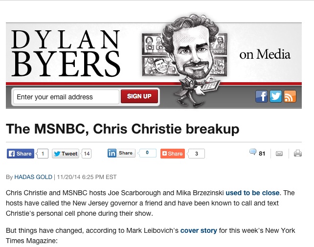 Politico shows no love