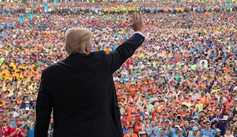 President Trump addressed the National Jamboree in West Virginia last week, but his speech was criticized by parents and former scouts who complained about the partisan nature of the president's remarks. (AP Photo/Carolyn Kaster, File)