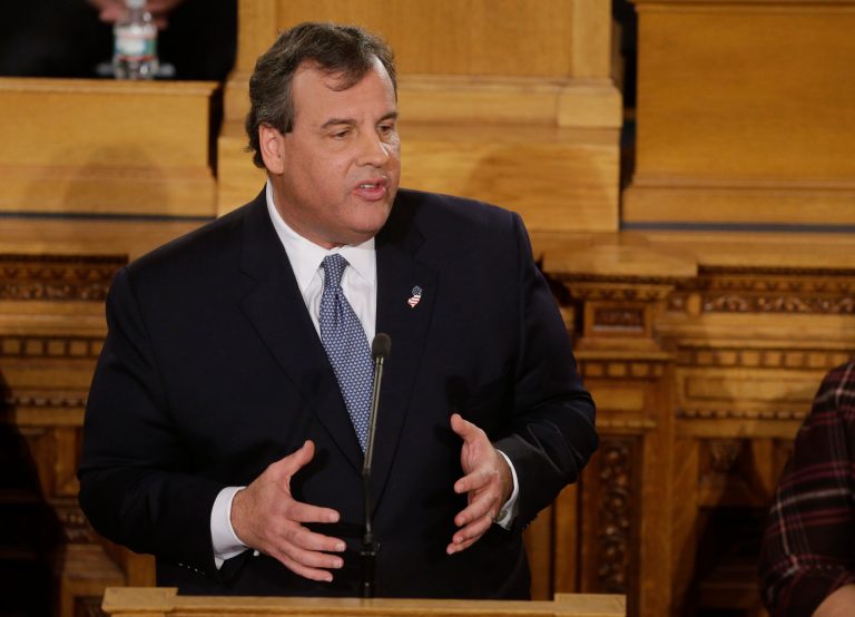 New Jersey Gov. Chris Christie delivers his State Of The State address at the Statehouse on Jan. 14 in Trenton, N.J. (AP Photo/Mel Evans)