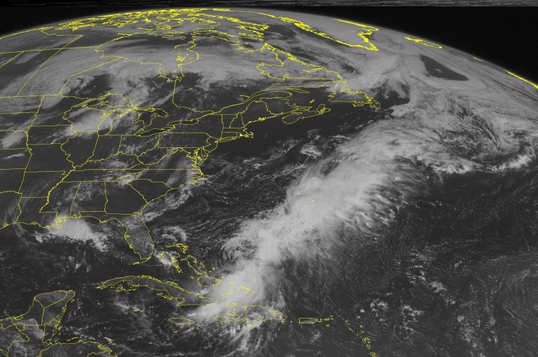 This NOAA satellite image taken Monday, Aug. 25, 2014, at 10:45 a.m. EDT shows showers and thunderstorms affecting portions of the central Gulf Coast as a frontal boundary was sinking into the region. Thunderstorms were also in place over the Upper Mississippi Valley and western Great Lakes as a cold front was slowly pushing in from the West.  Much of the East was sunny under the influence of high pressure.  Meanwhile, Tropical Storm Cristobal, which is expected to remain over the Atlantic, was producing showers and thunderstorms across the southeastern Bahamas, eastern Cuba and Hispaniola. (AP Photo/Weather Underground)