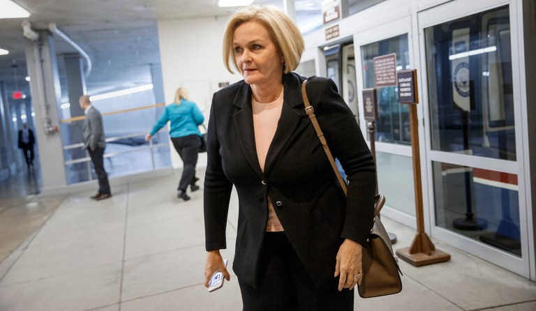 "It's really hard for somebody like me to negotiate on this tax bill when we don't know what it is," she said. "It's hard for me to take seriously that they want Democrats to participate when they won't show us the bill." (AP Photo/J. Scott Applewhite)