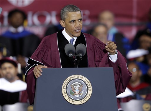 President Barack Obama delivers the commencement speech Sunday, May 19, 2013, in Atlanta. (AP Photo/John Bazemore)