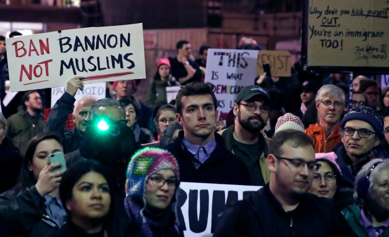 Increased hyperbole in political rhetoric partially to blame for the rise of Donald Trump. (AP Photo/Charles Krupa)