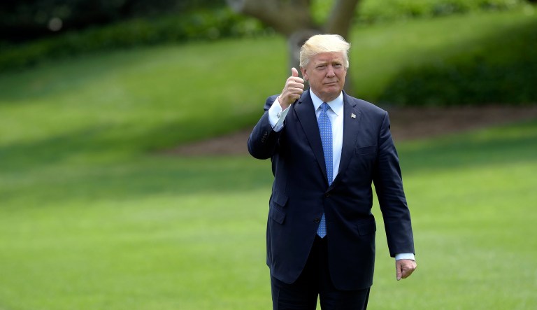 President Trump touted the second-quarter rebound in economic growth Tuesday and reiterated his pledge to drive U.S. economic growth above 3 percent. (AP Photo/Susan Walsh)