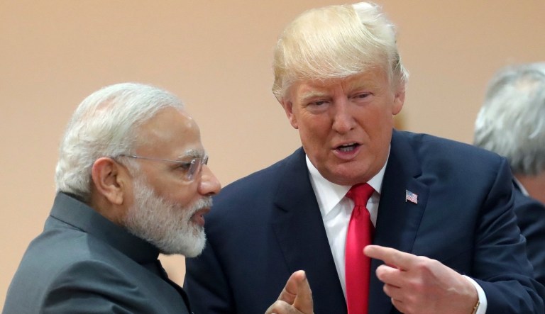 India's Prime Minister Narendra Modi and President Trump share a cordial public relationship. Modi was even the first foreign dignitary Trump hosted for dinner at the White House last year. (Michael Kappeler/Pool Photo via AP)