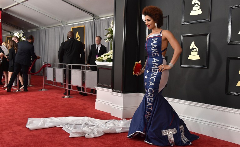 Joy Villa arrives at the 59th annual Grammy Awards at the Staples Center on Feb. 12 in Los Angeles. (Photo by Jordan Strauss/Invision/AP)