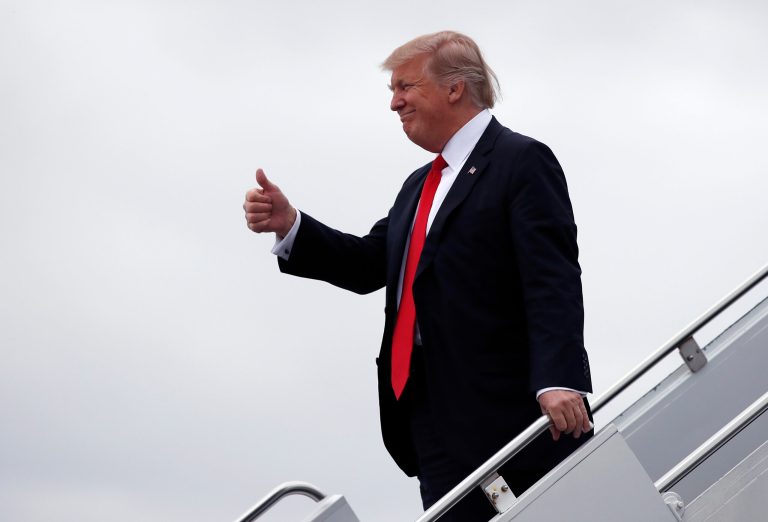 One person was arrested and another detained during a protest against President Trump that took place Friday evening outside a GOP fundraiser at the Four Seasons Resort. (AP Photo/Alex Brandon)