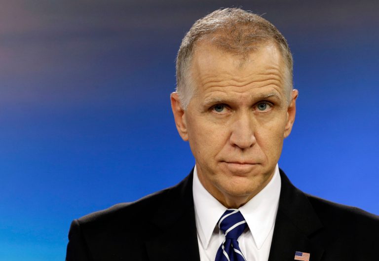 North Carolina Republican Senate candidate Thom Tillis listens during a live televised debate at WECT studios in Wilmington, N.C., Thursday, Oct. 9, 2014. (AP Photo/Gerry Broome, Pool)