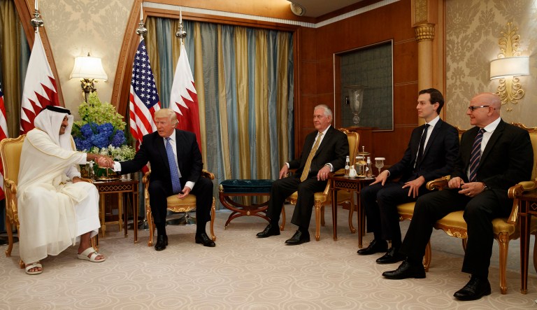 The Pentagon said in response to questions about the president's tweets that it had no interest in picking a fight with Qatar, and the president's call to the country's leader appears to be an attempt to limit the damage from Trump's comments. (AP Photo/Evan Vucci)