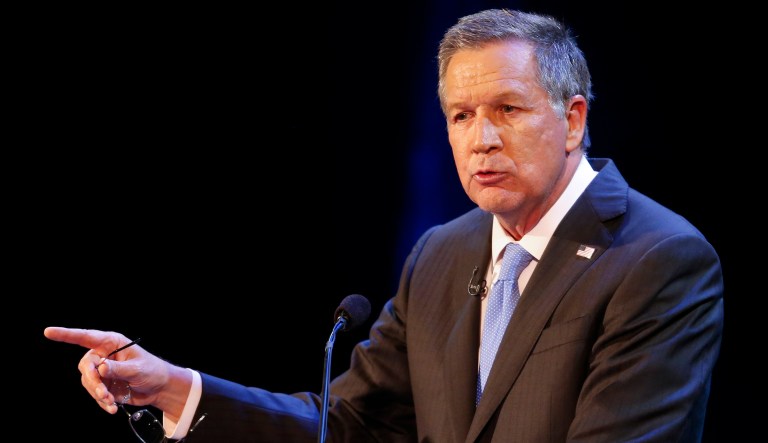 Ohio Gov. John Kasich declined to say that President Trump is the national leader of the Republican Party. 