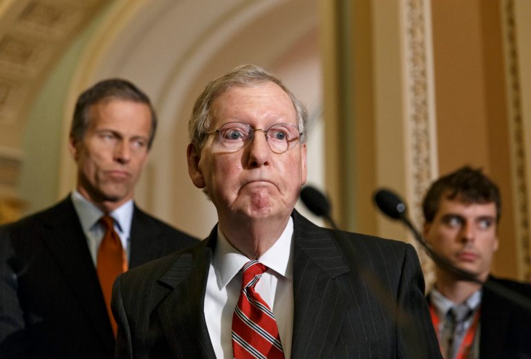 Senate Minority Leader Mitch McConnell, R-Ky., said he will not lower the 60-vote threshold for passing legislation in the Senate next year if the GOP wins the majority in November. (AP Photo)