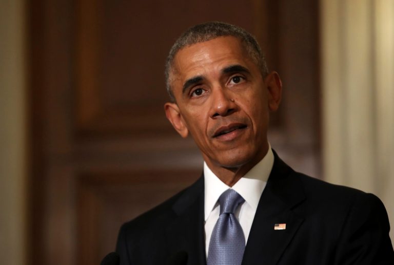U.S. President Barack Obama speaks during a news conference with Greek Prime Minister Alexis Tsipras at Maximos Mansion in Athens on Tuesday, Nov. 15, 2016. Obama is opening his final foreign trip as president with reassuring words about the U.S. commitment to NATO even as he prepares to hand off to a Donald Trump administration. (AP Photo/Yorgos Karahalis, Pool)