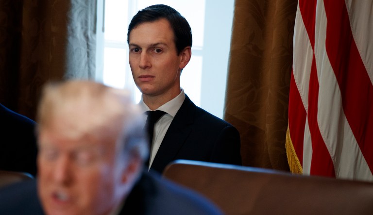 White House senior adviser Jared Kushner listens as President Donald Trump speaks during a cabinet meeting at the White House, Wednesday, Nov. 1, 2017, in Washington. (AP Photo/Evan Vucci)