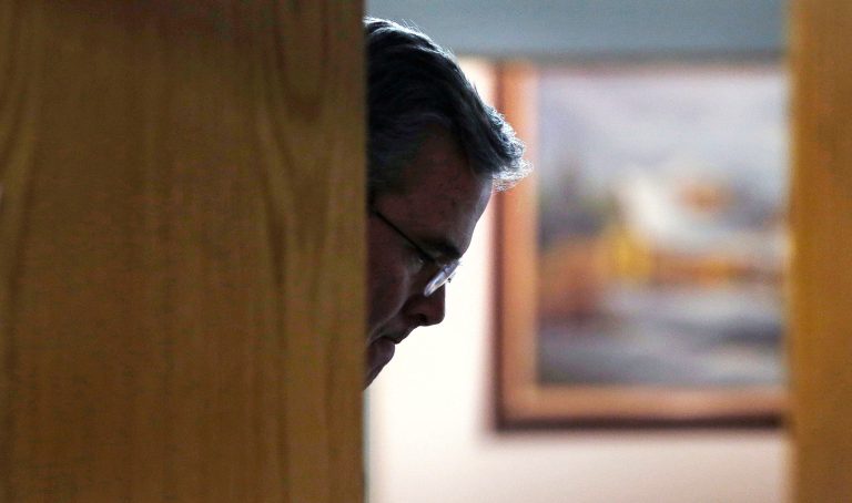 Jeb Bush was missing from the Hawkeye State on the biggest day of the year. (AP Photo/Charles Krupa)