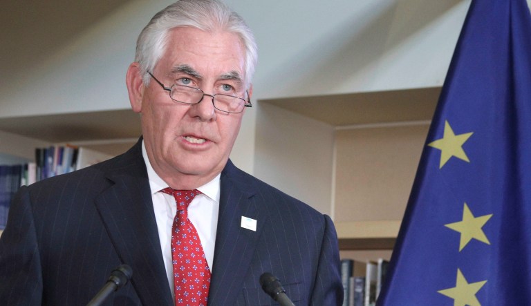 Tillerson avoided affirming that Trump represents American values during a Sunday interview, an unusual breach within an administration. (AP Photo/Mark Thiessen)