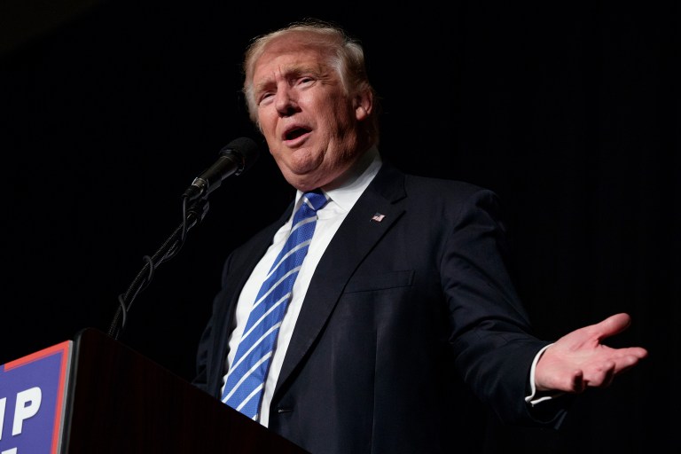 Donald Trump's first general election buy begins Friday and running through Aug. 29. (AP Photo/Evan Vucci)