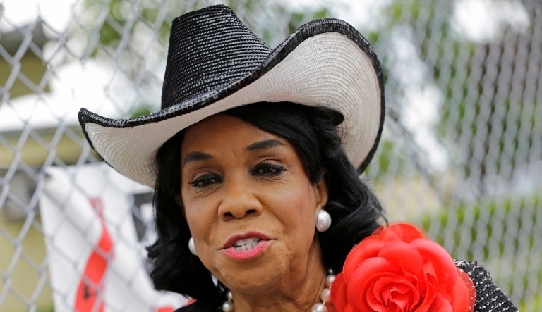 Rep. Frederica Wilson, D-Fla., talks to reporters, Wednesday, Oct. 18, 2017, in Miami Gardens, Fla. Wilson is standing by her statement that President Donald Trump told Myeshia Johnson, the widow of Sgt. La David Johnson killed in an ambush in Niger, that her husband 