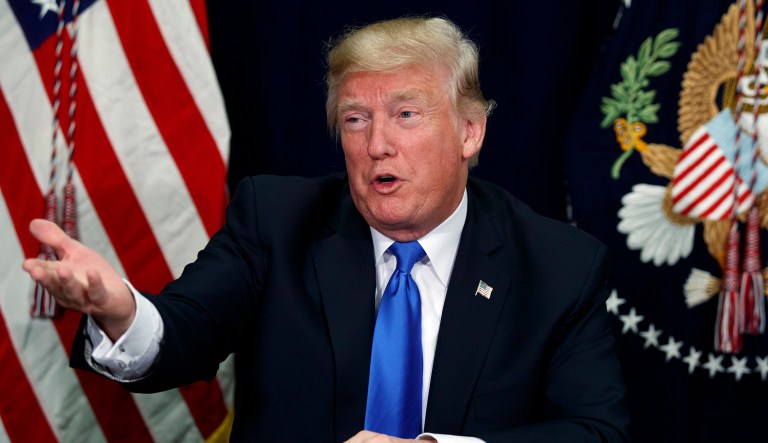 President Donald Trump speaks during a briefing, Wednesday, Oct. 25, 2017. (AP Photo/Evan Vucci)