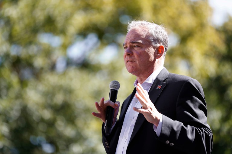 Democratic vice presidential candidate Tim Kaine assured supporters that the Clinton campaign is serious about winning the Lone Star State. (AP Photo/Paul Sancya)
