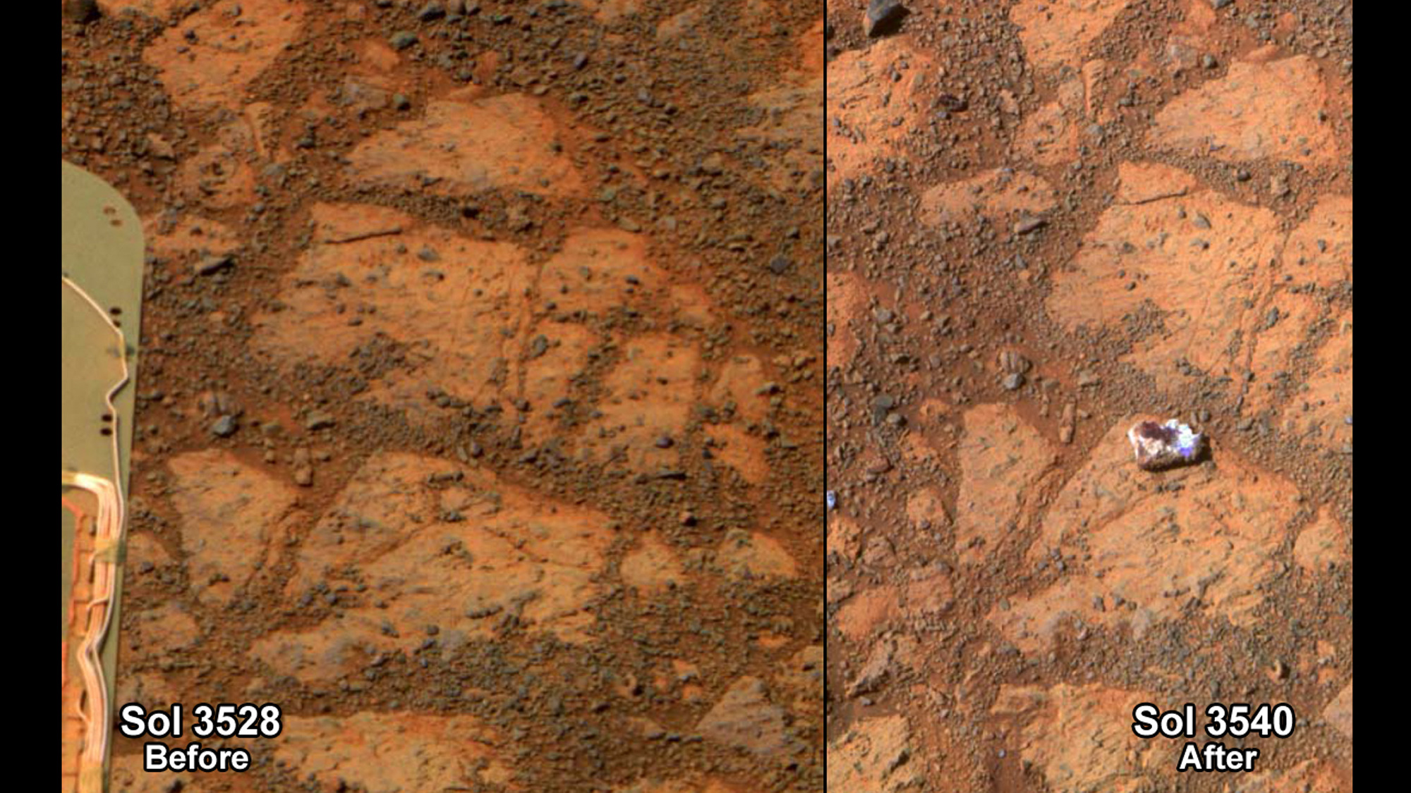 “Jelly doughnut” rock on Mars suddenly appears