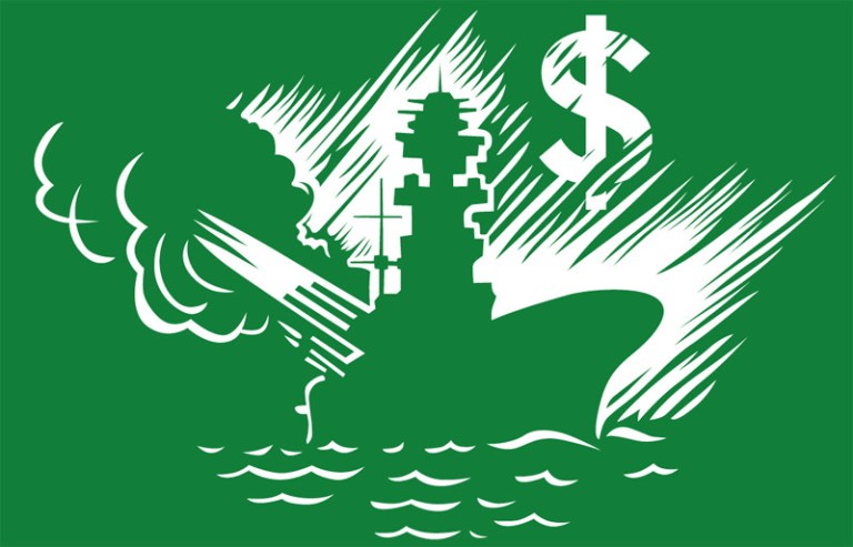 A growing chorus of Capitol Hill lawmakers are urging France to scrap a lucrative deal to sell two high-tech warships to Russia as the country flexes its muscle in eastern Europe. (Illustration by Karen Lomax/Examiner)