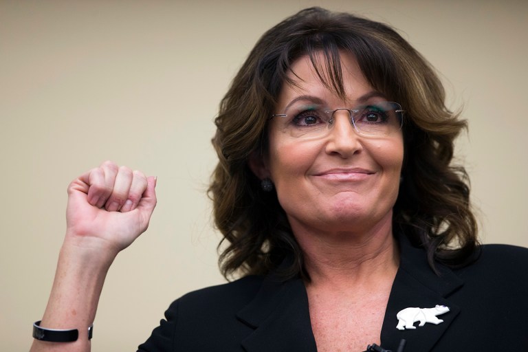 Sarah Palin apologized to WikiLeaks founder Julian Assange in a Facebook post Tuesday. (AP Photo/Evan Vucci)